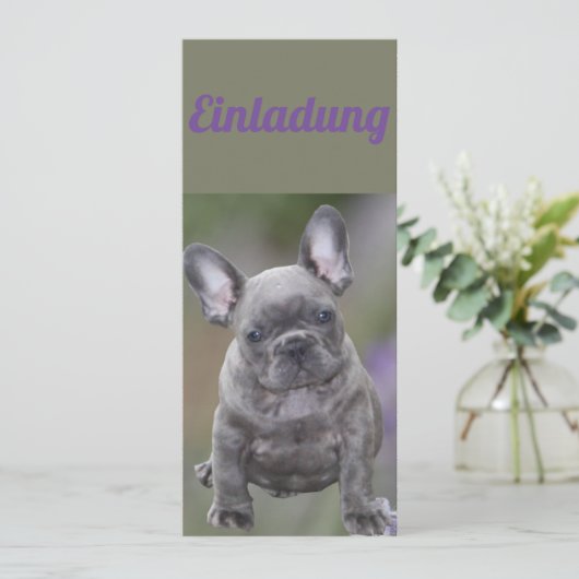 Französische Bulldogge Einladung  Kaart (Staand voorkant)