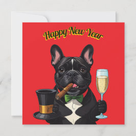 Französische Bulldogge French Bulldog Neujahr Feestdagenkaart
