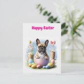 Französische Bulldogge Frohe Ostern French Bulldog Briefkaart (Staand voorkant)