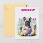 Französische Bulldogge Frohe Ostern French Bulldog Briefkaart (Voorkant / Achterkant)