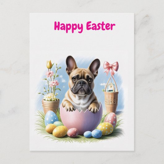 Französische Bulldogge Frohe Ostern French Bulldog Briefkaart (Voorkant)