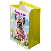 Französische Bulldogge Frohe Ostern French Bulldog Medium Cadeauzakje (Voorkant Gekanteld)