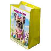 Französische Bulldogge Frohe Ostern French Bulldog Medium Cadeauzakje (Achterkant Gekanteld)