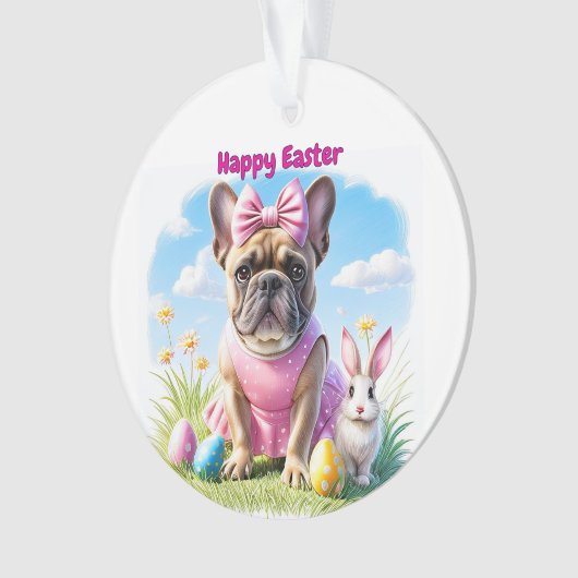Französische Bulldogge Frohe Ostern French Bulldog Ornament (voorkant)