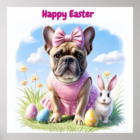 Französische Bulldogge Frohe Ostern French Bulldog Poster (Voorkant)