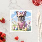 Französische Bulldogge Frohe Ostern French Bulldog Servet (Insitu)