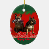 Französische Bulldogge Frohe Weihnachten Keramisch Ornament (Voorkant)