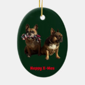 Französische Bulldogge Frohe Weihnachten Keramisch Ornament (Achterkant)