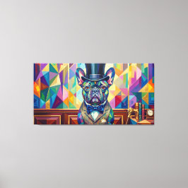 Französische Bulldogge Gentleman Pop Art Canvas Afdruk