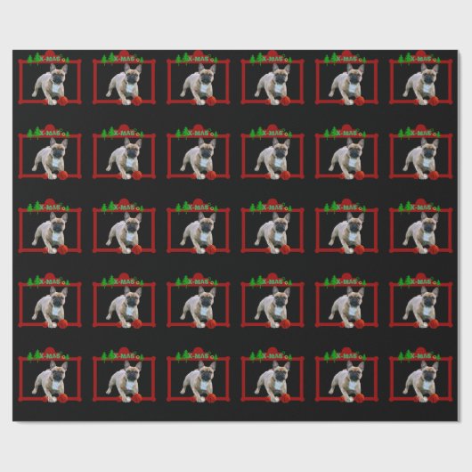 französische Bulldogge Geschenkpapier Weihnachten  Cadeaupapier (Vlak)