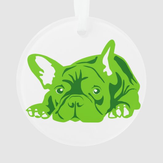 Französische Bulldogge grün Ornament (achterkant)