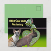 Französische Bulldogge Grünes Herz French Bulldog Briefkaart (Voorkant / Achterkant)