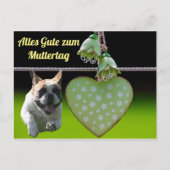 Französische Bulldogge Grünes Herz French Bulldog Briefkaart (Voorkant)