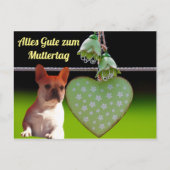 Französische Bulldogge Grünes Herz French Bulldog Briefkaart (Voorkant)