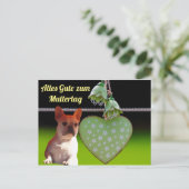 Französische Bulldogge Grünes Herz French Bulldog Briefkaart (Staand voorkant)