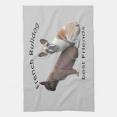 Französische Bulldogge Gute Freunde French Bulldog Theedoek (Verticaal)