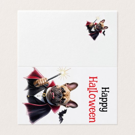 französische Bulldogge Halloween French Bulldog Kaart (Buitenkant ongevouwen)