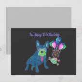 Französische Bulldogge Happy Birthday Kaart (Voorkant / Achterkant)