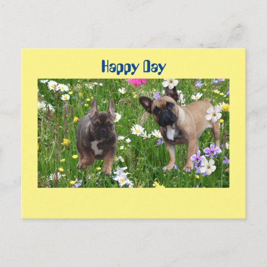 Französische Bulldogge Happy Day French Bulldog Briefkaart (Voorkant)