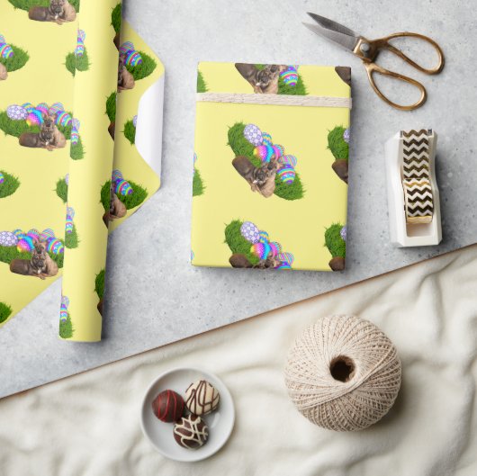 Französische Bulldogge Happy Easter French Bulldog Cadeaupapier (Crafts)