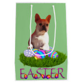 Französische Bulldogge Happy Easter French Bulldog Medium Cadeauzakje (Achterkant)