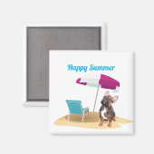 französische Bulldogge happy Summer Magnet (Voorkant / Achterkant)