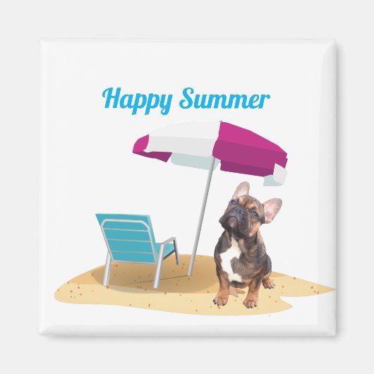 französische Bulldogge happy Summer Magnet (Voorkant)