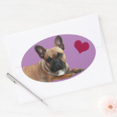Französische Bulldogge Herz French Bulldog  Ovale Sticker (Envelop)