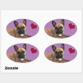 Französische Bulldogge Herz French Bulldog  Ovale Sticker (Vel)
