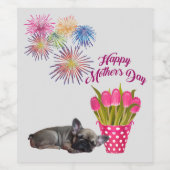 Französische Bulldogge Herz French Bulldog Wijn Etiket (Enkel label)