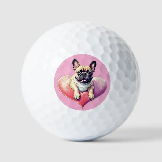Französische Bulldogge Herz Muttertag Golfballen (Voorkant)