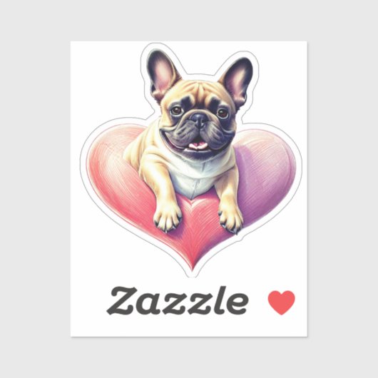 Französische Bulldogge Herz Muttertag  Sticker (Vel)