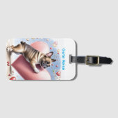 Französische Bulldogge Herz Valentinstag Bagagelabel (Voorkant (horizontaal))