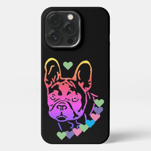 Französische Bulldogge Herzhalsband French Bulldog iPhone Hoesje (Achterkant)