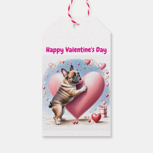 Französische Bulldogge Herzsprung French Bulldog Cadeaulabel (Achterkant)