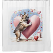 Französische Bulldogge Herzsprung French Bulldog Douchegordijn (Voorkant)