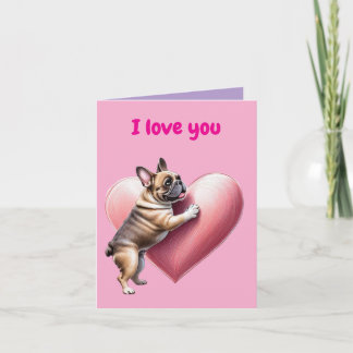 Französische Bulldogge i love Valentinstag Feestdagen Kaart