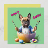 Französische Bulldogge im Ei Frohe Ostern (Voorkant / Achterkant)