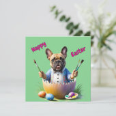 Französische Bulldogge im Ei Frohe Ostern (Staand voorkant)