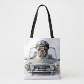 Französische Bulldogge im Oldtimer Vatertag Tote Bag (Voorkant)