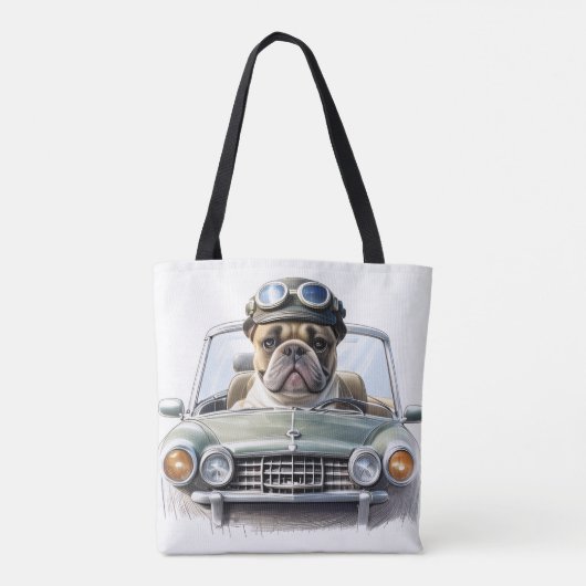 Französische Bulldogge im Oldtimer Vatertag Tote Bag (Achterkant)