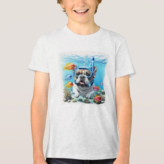 Französische Bulldogge im Urlaub French Bulldog Tri-Blend Shirt (Voorkant)