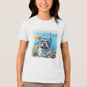 Französische Bulldogge im Urlaub French Bulldog Tri-Blend Shirt (Voorkant)