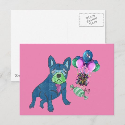 Französische Bulldogge Karte Briefkaart (Voorkant / Achterkant)