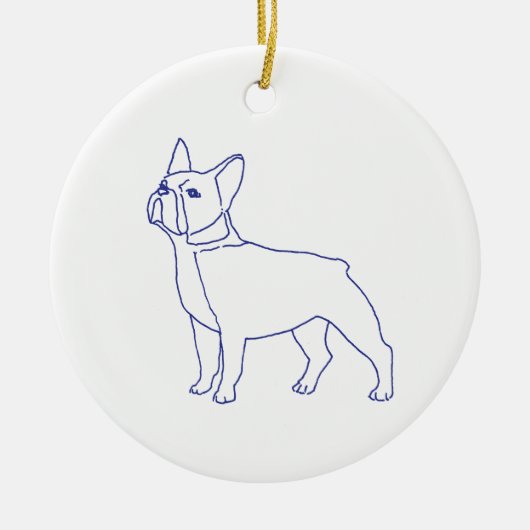 Französische Bulldogge Keramisch Ornament (Voorkant)
