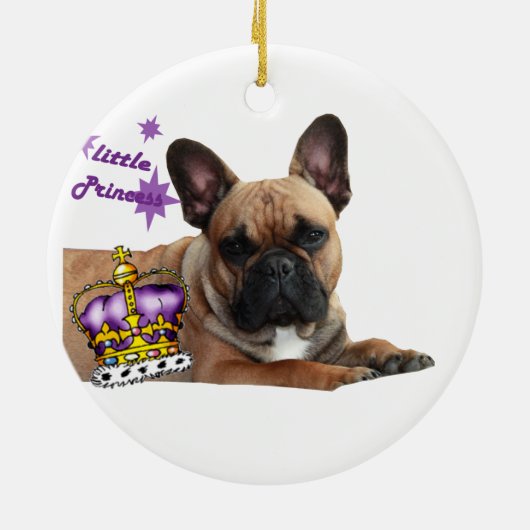 Französische Bulldogge Kleine Prinzessin Keramisch Ornament (Achterkant)