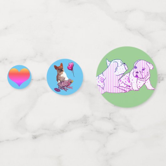 Französische Bulldogge Konfetti Confetti (Achterkanten)