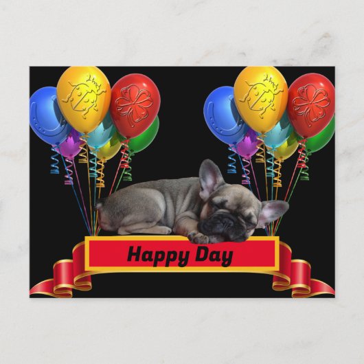 Französische Bulldogge Luftballon French Bulldog Briefkaart (Voorkant)
