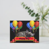 Französische Bulldogge Luftballon French Bulldog Briefkaart (Staand voorkant)