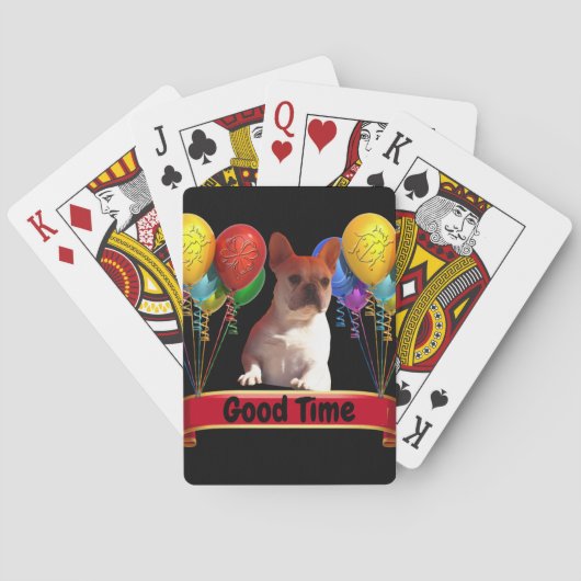Französische Bulldogge Luftballon French Bulldog Pokerkaarten (Achterkant)